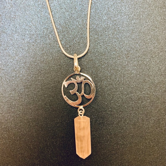 OM Rose Quartz Pendant Necklace - Picture 4 of 6